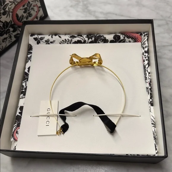 Gucci Gold Coin and Bow Headband in Sleeper Bag and Gift Box